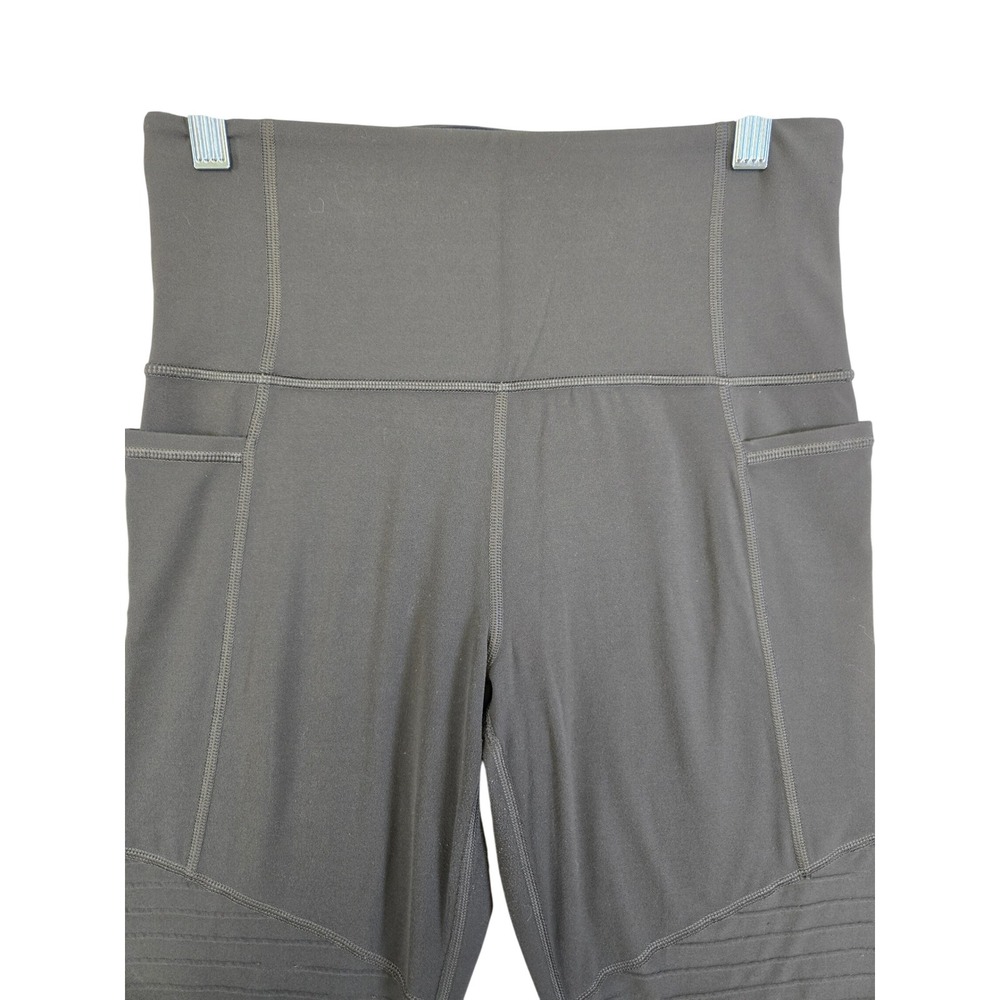 Athleta Inclination Moto Tight Womens S Gray Brown Ribbed High Rise Leggings